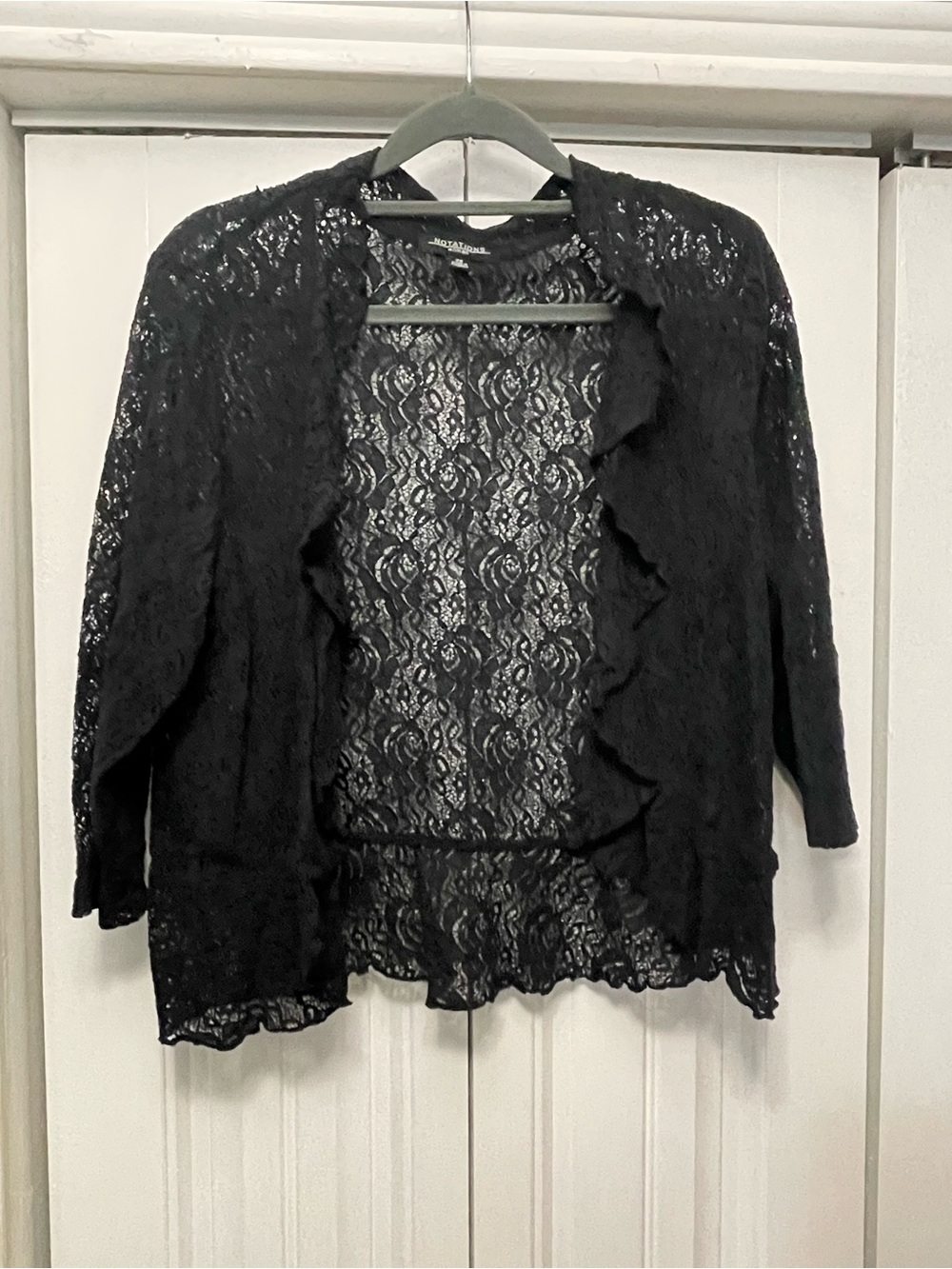 Black Lace Open-Front Cardigan